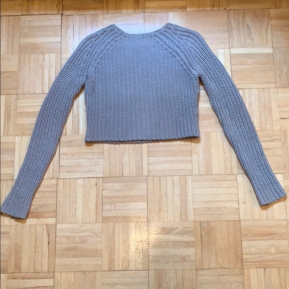 T Alexander Wang Chunky Grey Cropped Sweater - Picture 3 of 4